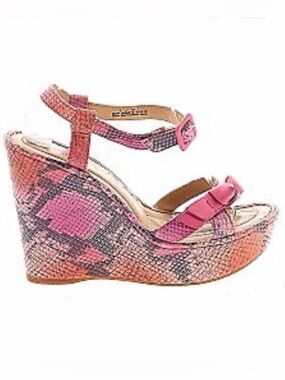 Born Crown Pink/Orange Faux Snakeskin Wedge Platform Sandal 10